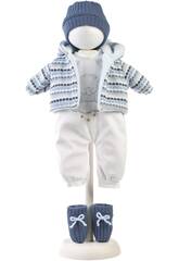 Conjunto Boneca 42 cm Casaco às Riscas com Capuz e Gorro