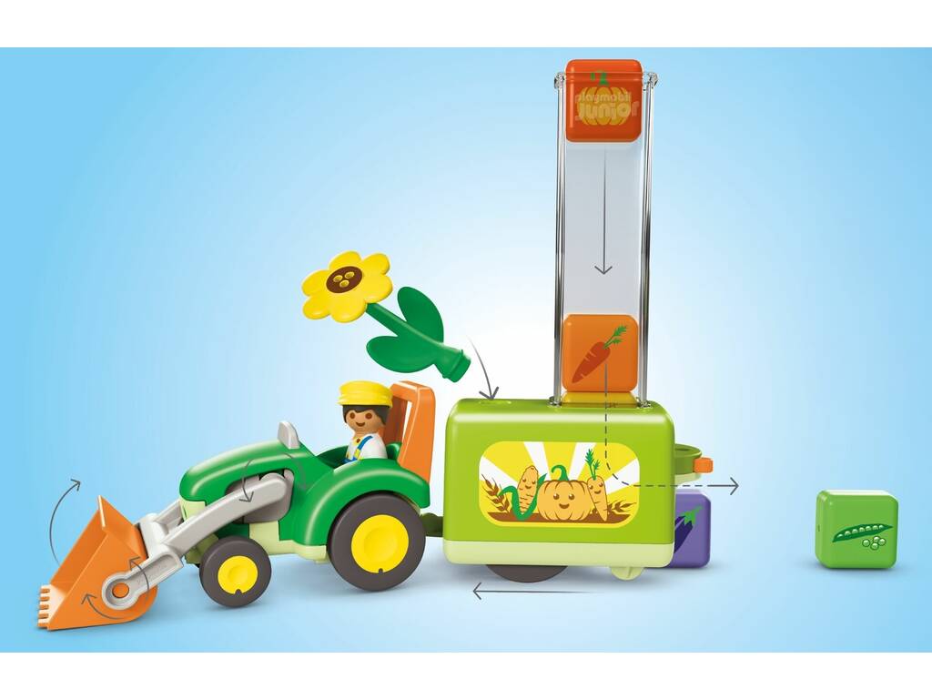 Playmobil Junior tracteur avec semoir de chargement et déchargement