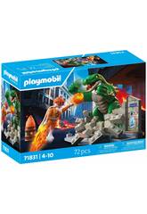 Playmobil Héroe Batalla Contra el Lagarto Gigante