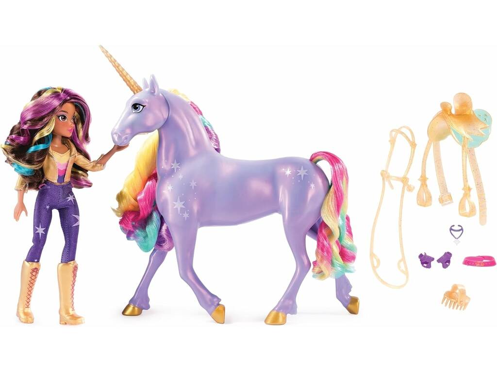 Unicorn Academy Muñeca Sophia y Rainbow con Luz y Sonidos