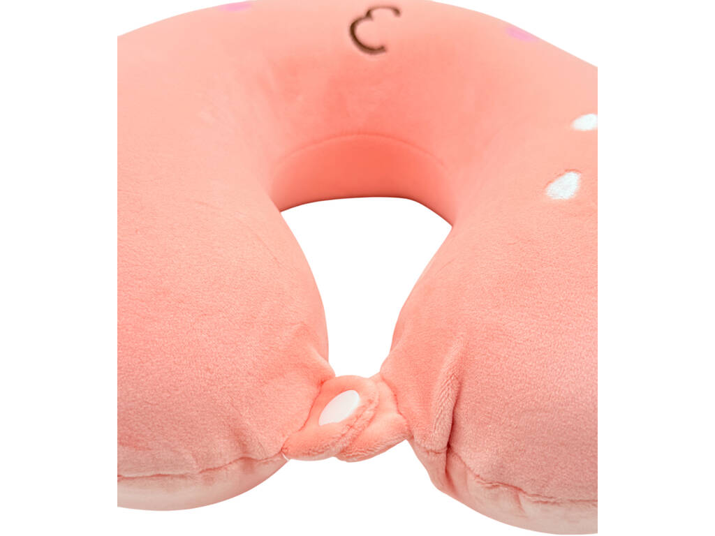 Oreiller de voyage pour la nuque Fraise rose 27 x 27 cm