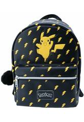 Pokmon Mochila Pikachu Preta de 28x22x11 cm