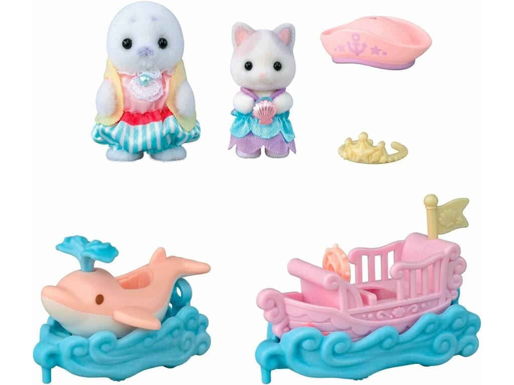 Sylvanian Families Figurine Puffy avec bateau et visage avec dauphin