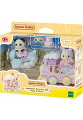 Sylvanian Families Figurine Crème avec train et Erin avec avion