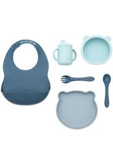 Vajilla 7 pièces en silicone bleu