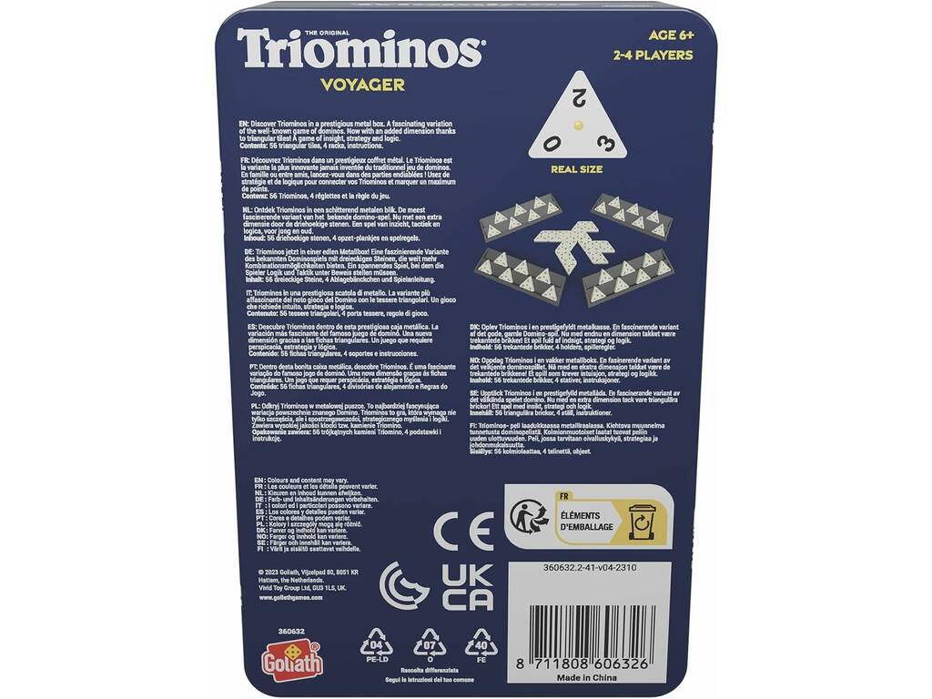 Triominos de voyage avec étui en métal