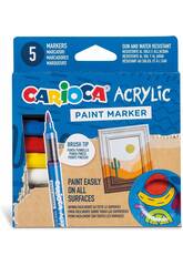 Carioca Acrylic Paint Marker Pack 5 Marcadores para Todas as Superfcies