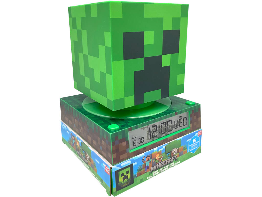 Minecraft Reloj Despertador 3D con Luz Nocturna