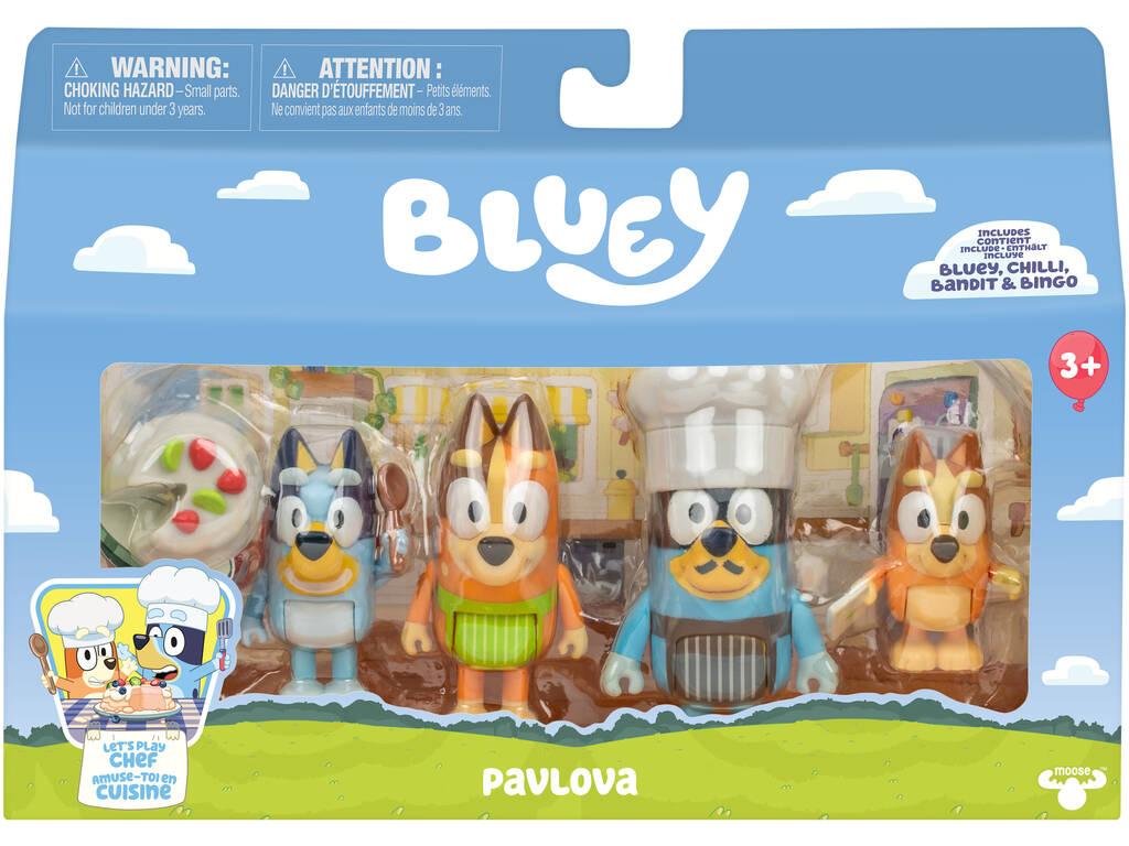 Bluey Set Jugar a Ser Chef con 4 Figuras y Accesorio