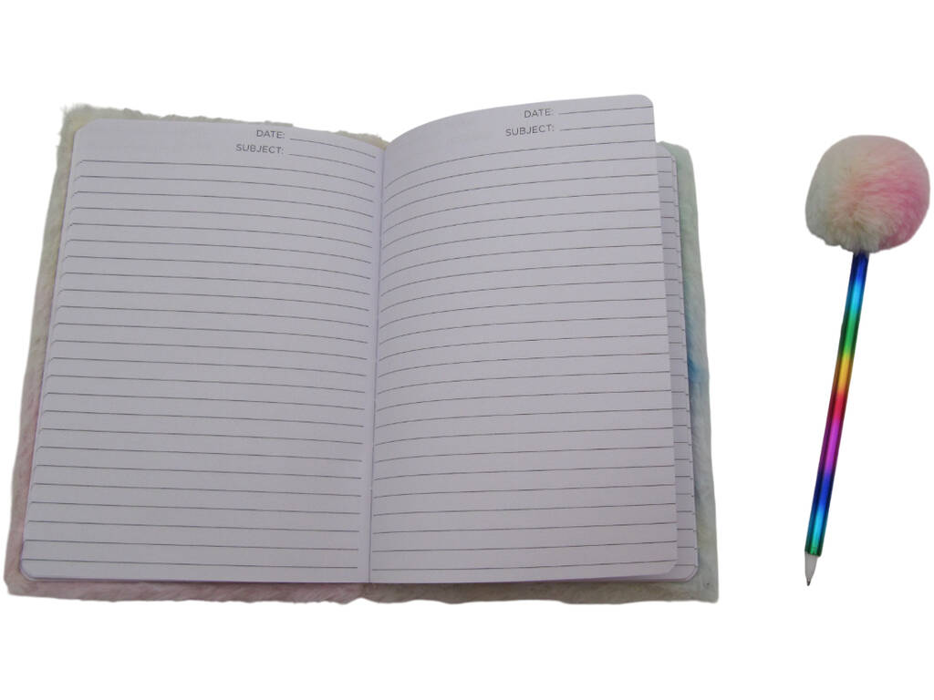 Carnet Peluche Squeezy A5 Donut Licorne Rose avec 80 Pages et Stylo Bleu Pompon de 21 cm