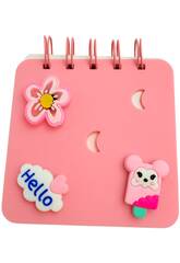Carnet A7 rose perfor avec 50 pages et 3 pingles dcoratives