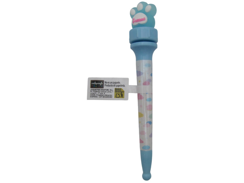 Stylo à bille bleu de 16 cm avec empreinte digitale rotative