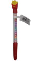 Stylo  bille bleu avec Fast Food et perles avec lettres 18,5 cm