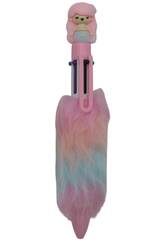 Stylo  bille 6 couleurs avec sirne et fourrure 16,5cm