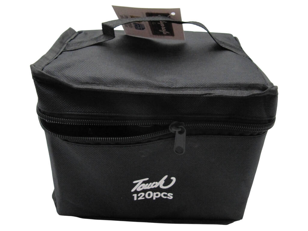 Set 120 feutres couleurs différentes avec 2 pointes de 3 et 6,5 mm dans le sac avec poignée