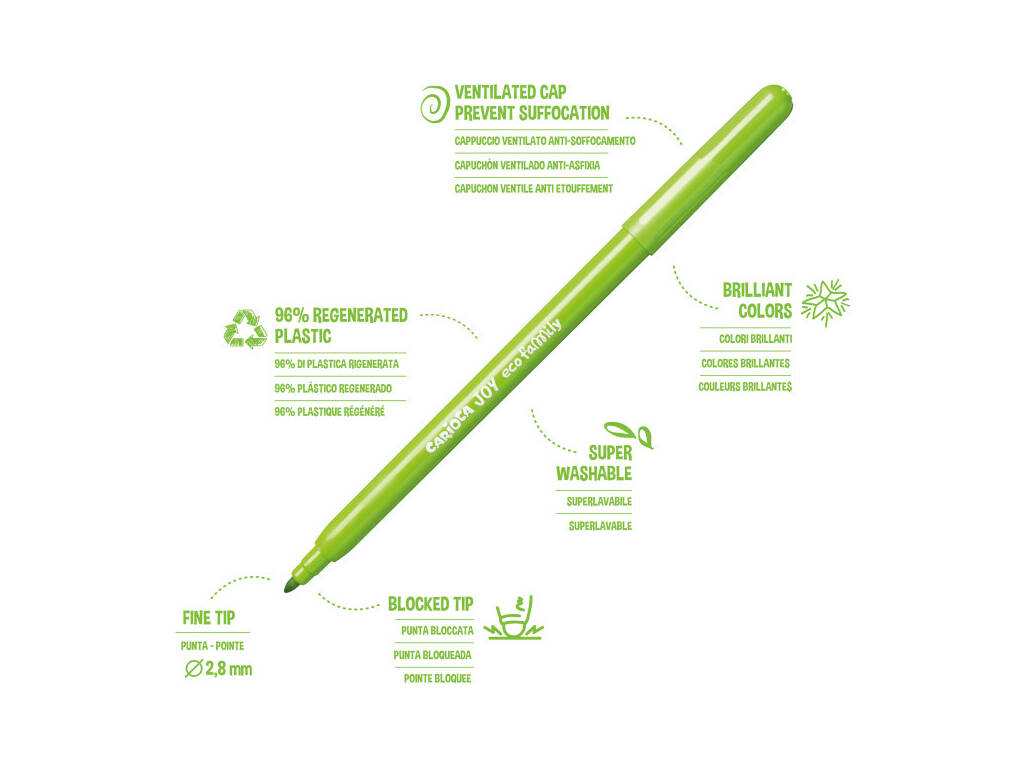 Carioca Joy Eco Family Pack avec 12 feutres super lavables