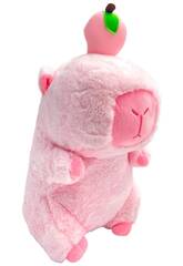 Peluche Capybara rose avec fruit, 33 cm