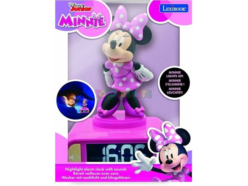 Disney Junior Minnie Réveil Minnie 3D avec lumière de nuit et mélodies