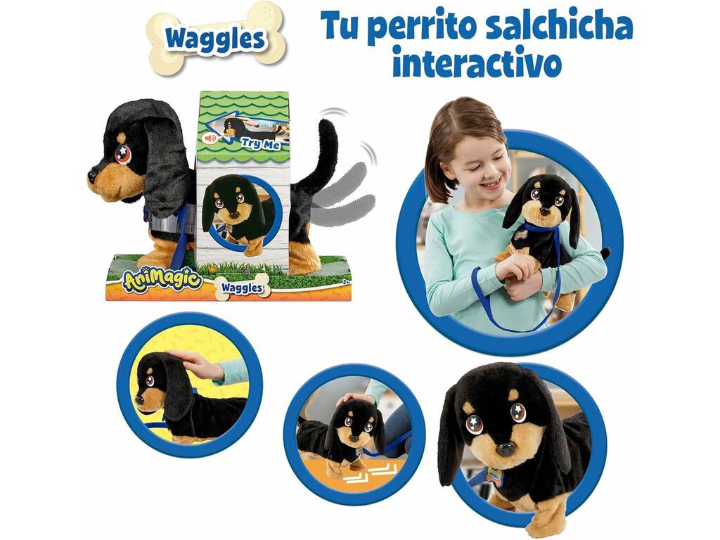 Animagic Waggles Chien saucisse avec sons et mouvements