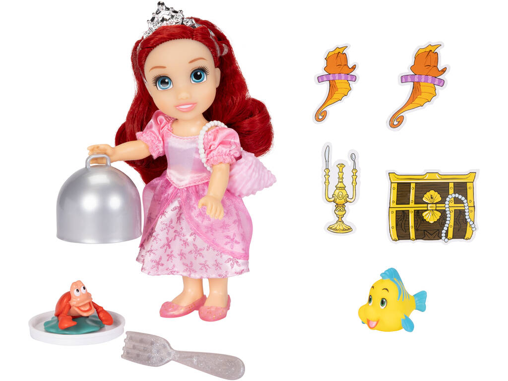 Disney Princess Boneca Ariel de 15 cm com Flounder e Sebastian