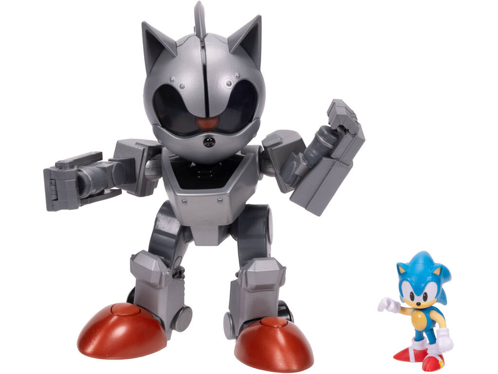 Sonic The Hedgehog Figura Sonic de 6 cm con Giant Mecha Sonic de 22 cm con Luz