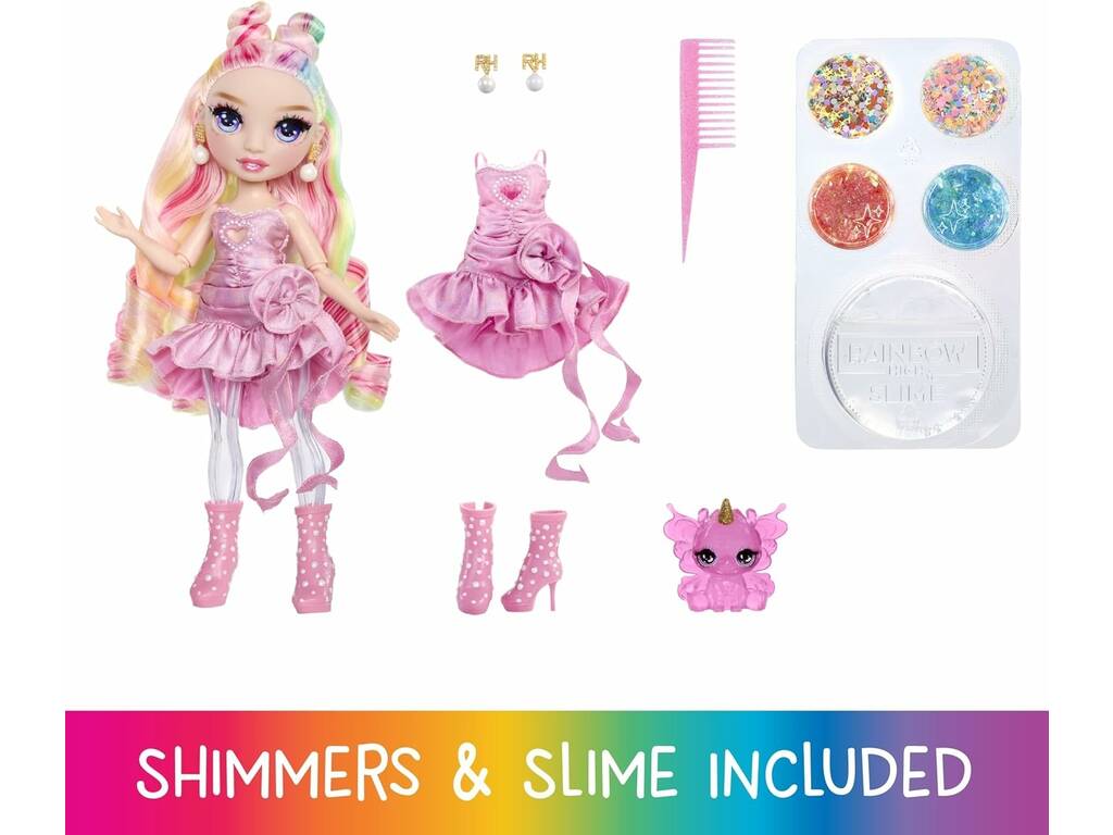 Rainbow High Shimmers Bella Parker con Slime e Mascotte