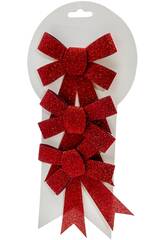 Enfeite Natalício Conjunto 3 Laços Vermelhos de 13x9 cm
