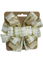 Décoration de Noël Ruban de Noël Crème et Or 30 x 30 cm