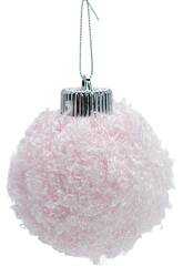 Ornamento Natalício Bola Rosa Peluda de 8 cm