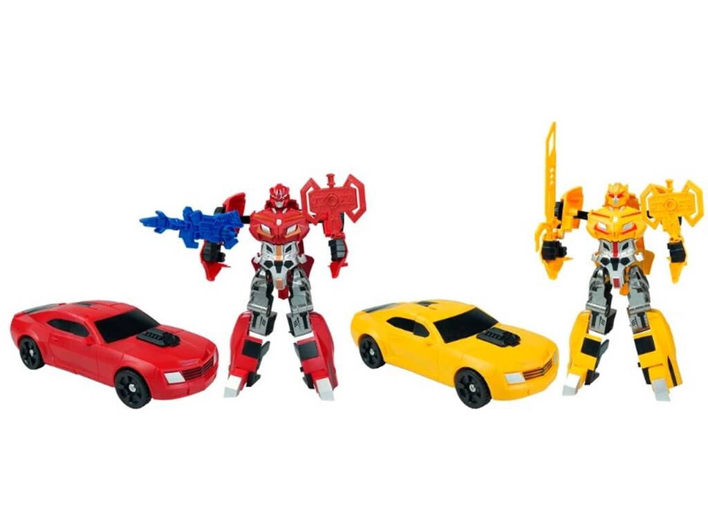 Robocohes Transformables Pack 2 Figuren Rot und Gelb mit Zubehör