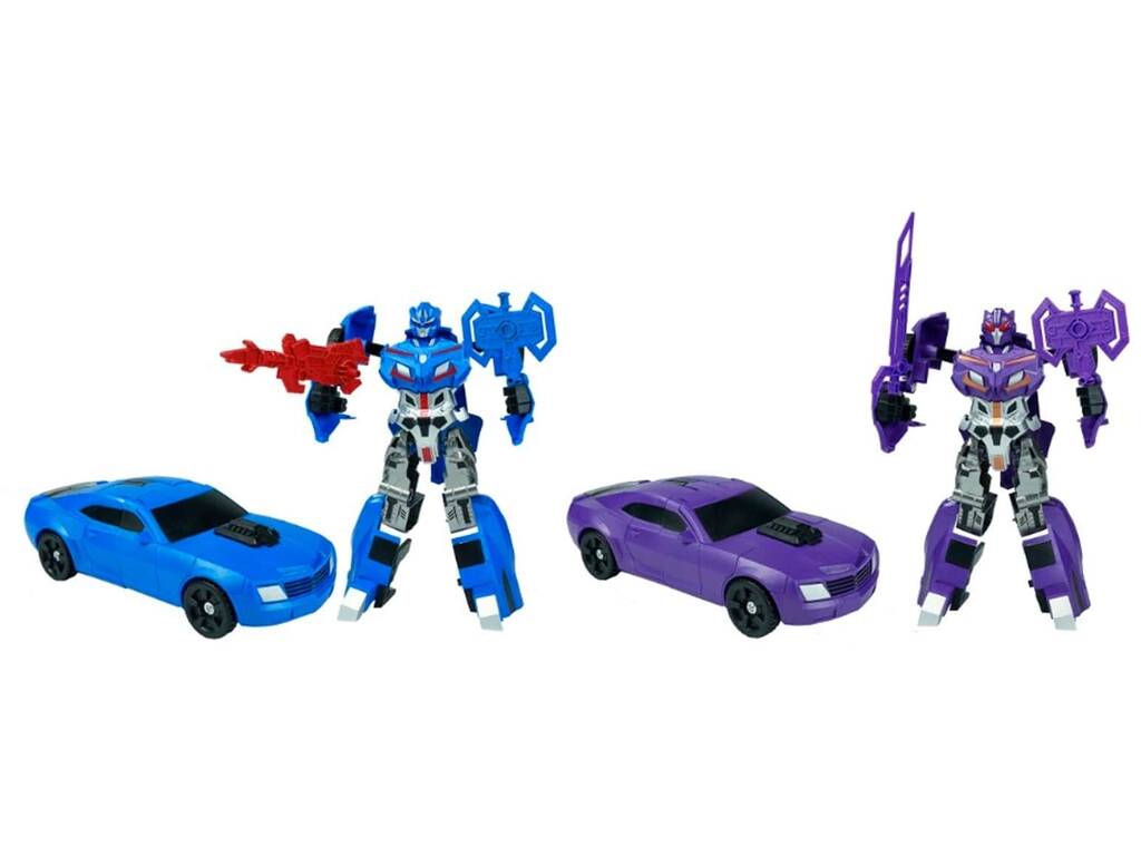 Robocohes Transformables Pack 2 Figuren Blau und Lila mit Zubehör