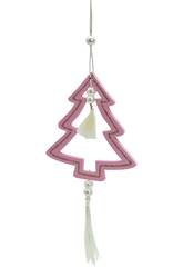 Décoration de Noël Sapin de Noël rose avec perles, 11 x 10 cm