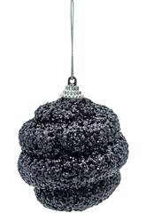 Décoration de Noël Boule spirale avec paillettes 8 cm Noir