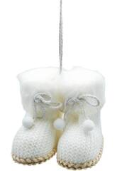 Enfeite Natalício Sapatos Brancos para Árvore de Natal de 7x8 cm