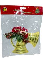 Enfeite Natalício Sinos Dourados com Laço de 18x18 cm