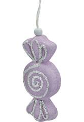 Enfeite Natalício Doce Rosa Brilhante de 14x6 cm