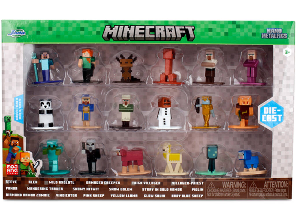 Nano Metalfigs Minecraft Pack 18 figurines métalliques de 4 cm