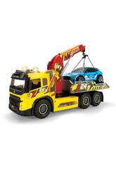 Camion gru Volvo da 55 cm con luci e suoni e auto Form Mustang da 25 cm.