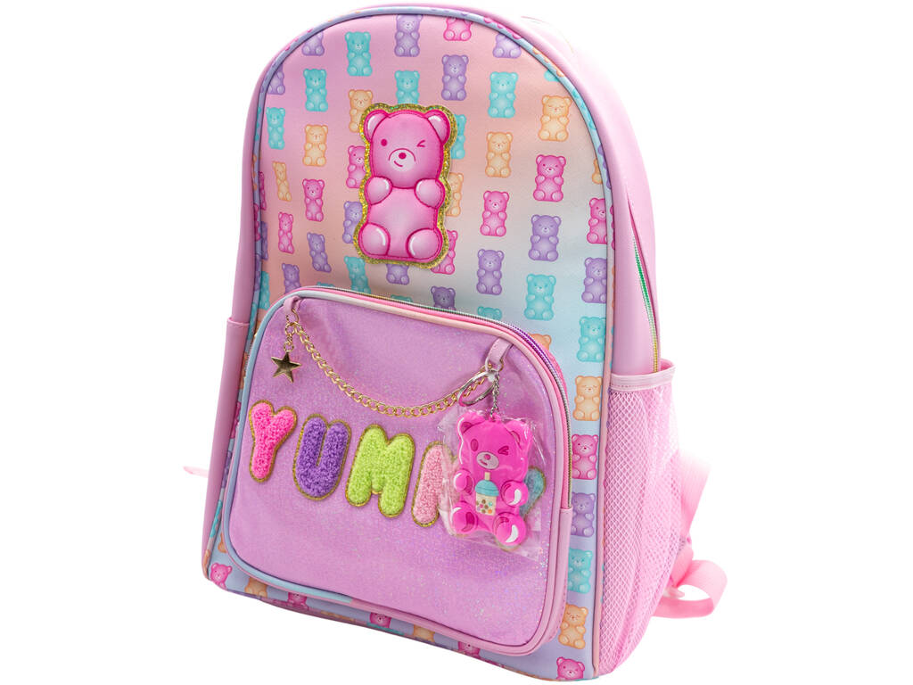 Mochila Ursinho Yummy de 40 cm com Porta-chaves