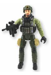 Forces spéciales Figurine en uniforme vert foncé et clair de 22,5 cm avec casque