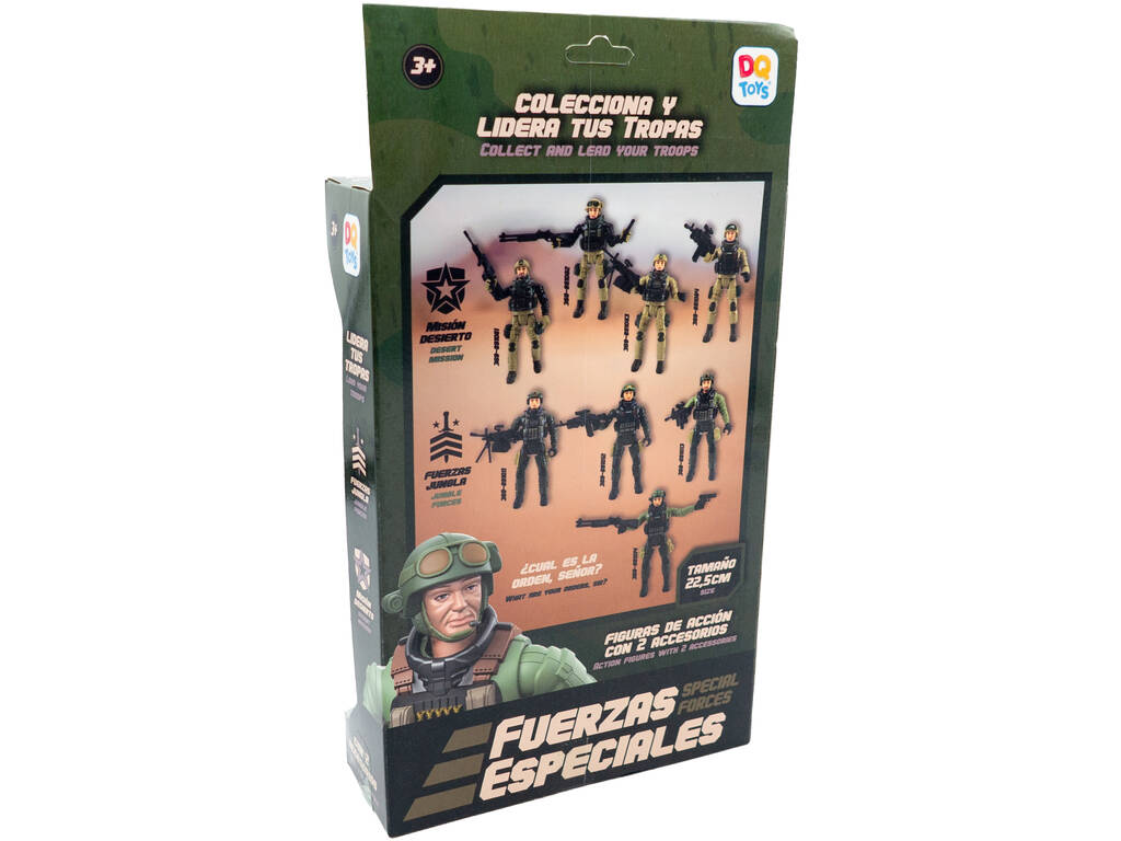Figurine des forces spéciales en uniforme noir et vert de 22,5 cm avec casque et lunettes