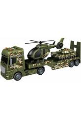Megacamião Militar de 55 cm com Tanque e Helicóptero
