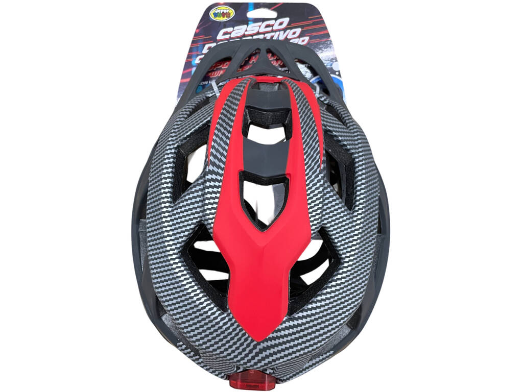 Casque sportif rouge et noir taille M avec lumières LED