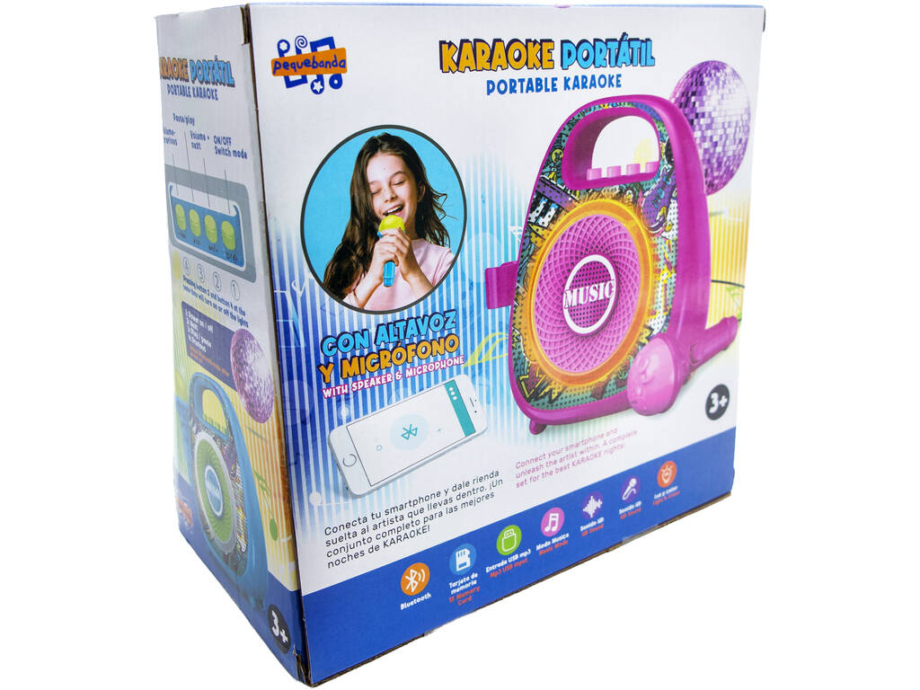 Karaoké portable rose avec haut-parleur et microphone
