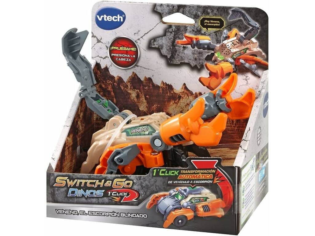 Switch & Go Dinos 1 Click et Fire 2 en 1 de 15 cm avec lumière et phrases