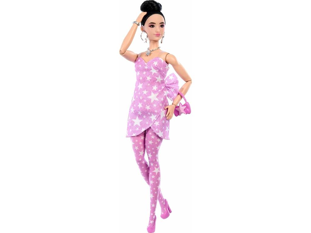 Barbie Deluxe Style Poupée avec robe rose à étoiles