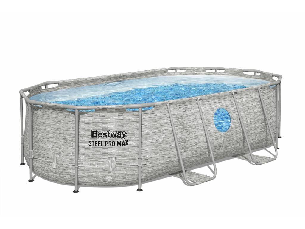 Piscina Desmontável Oval Steel Pro Max Splashview 427x250x100 cm. Bestway 56714