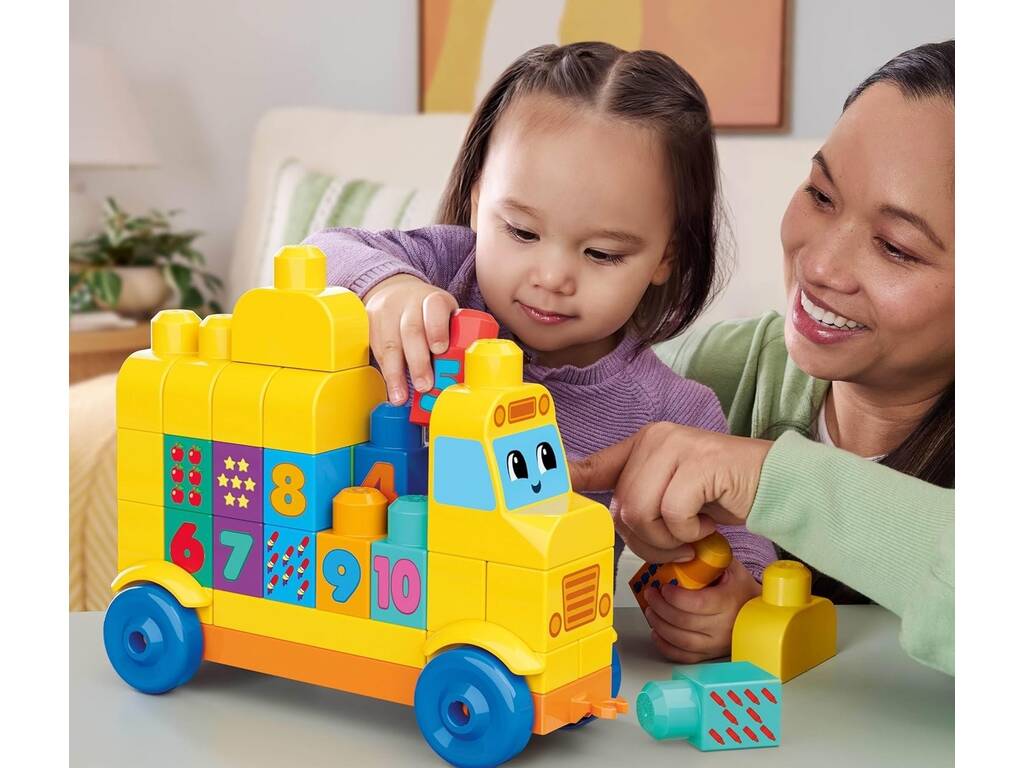 Fisher-Price Mega Bloks Autobús con Numeritos Encajables de 45 Piezas