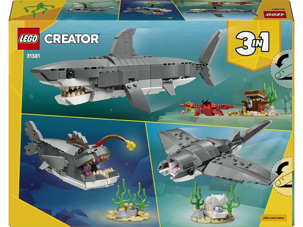 Lego Creator 3 in 1 Squalo feroce con scrigno del tesoro