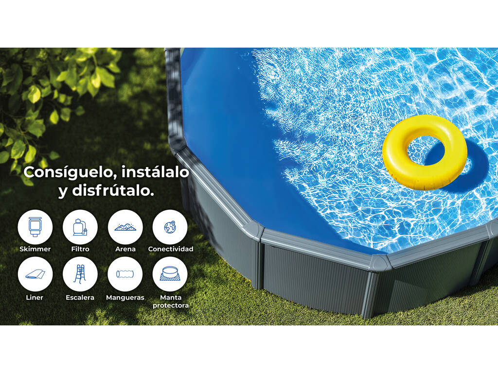Piscine ovale aspect anthracite 610 x 375 x 132 cm Gre KITPROV6188GY